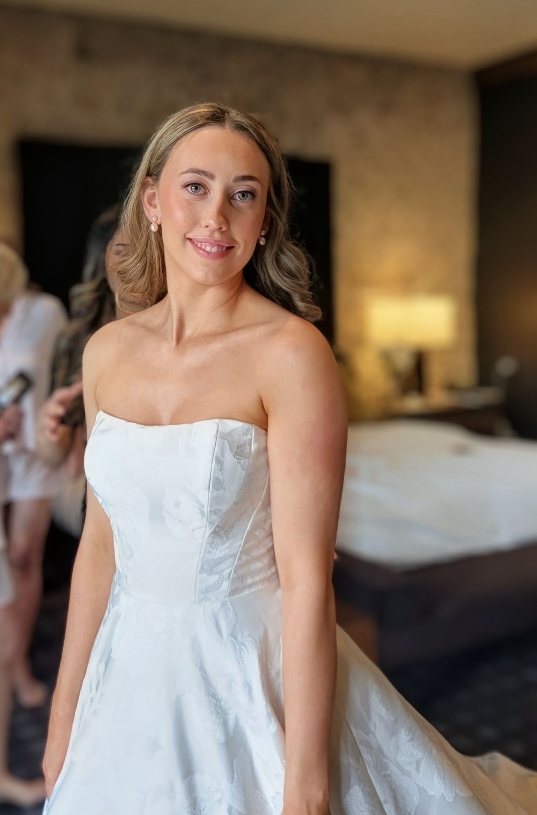 Bride in a strapless gown