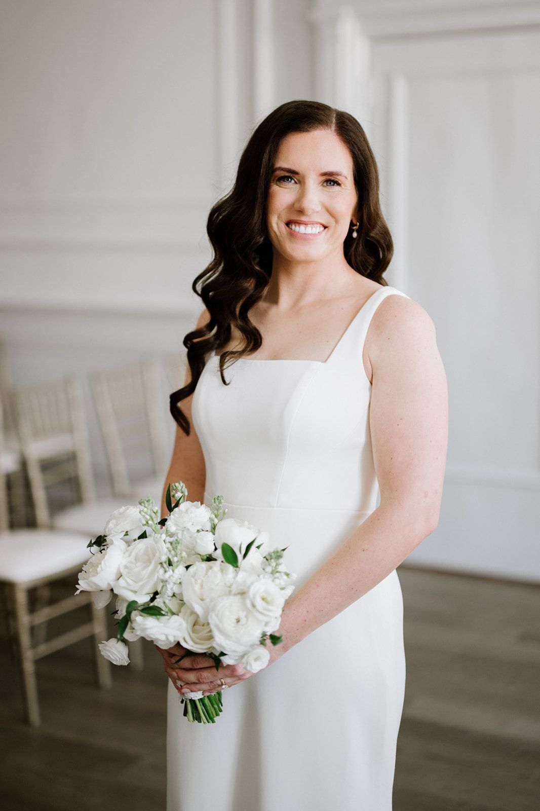 Bride with white bouquet